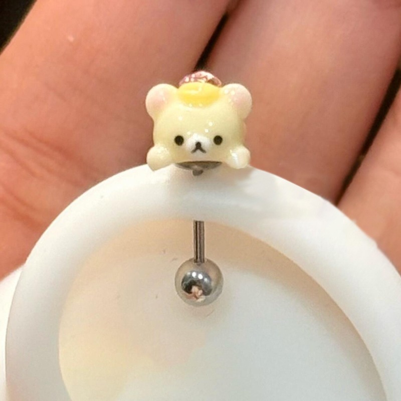Body Jewelry Lot - Милые серьги-гвоздики Rilakkuma из титановой стали