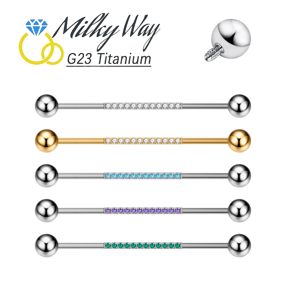 Industrial Barbell Long - G23 Титановые украшения для пирсинга 14G