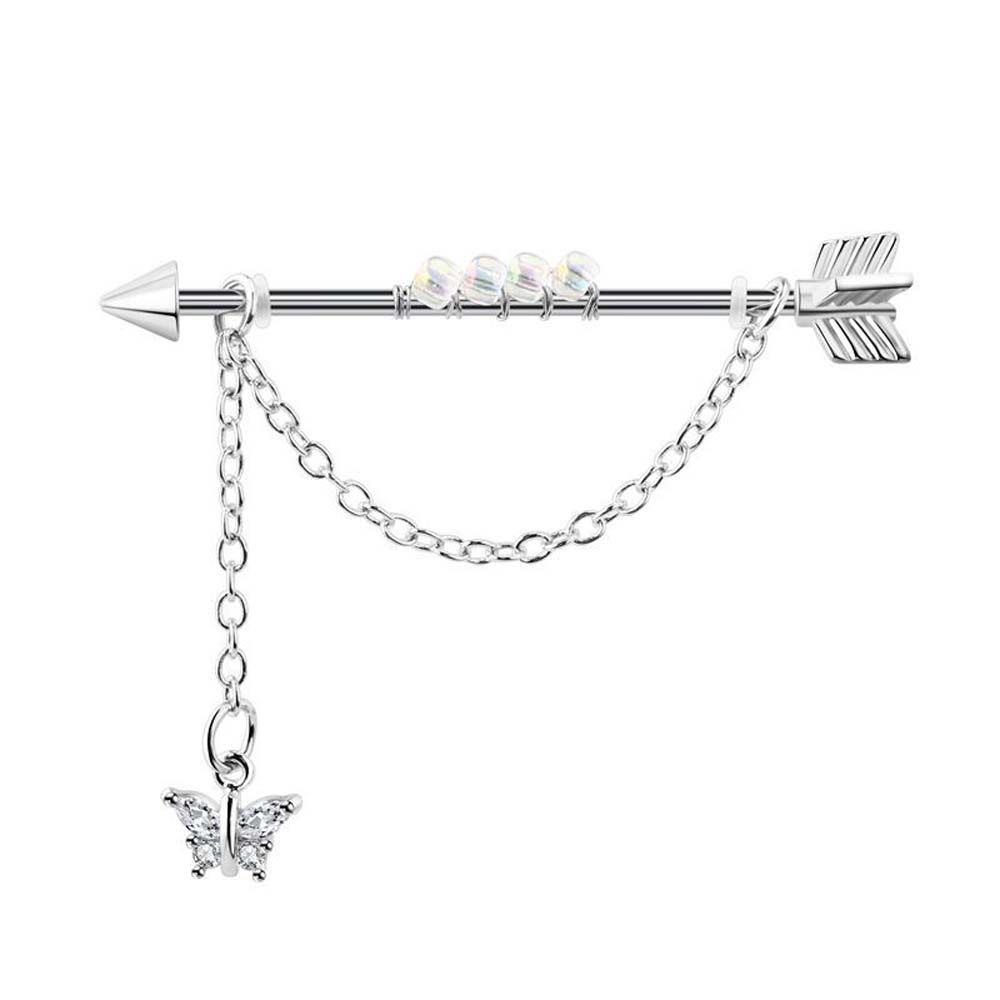 Industrial Barbell Long - Серьга-гвоздик в виде сердца с пирсингом,