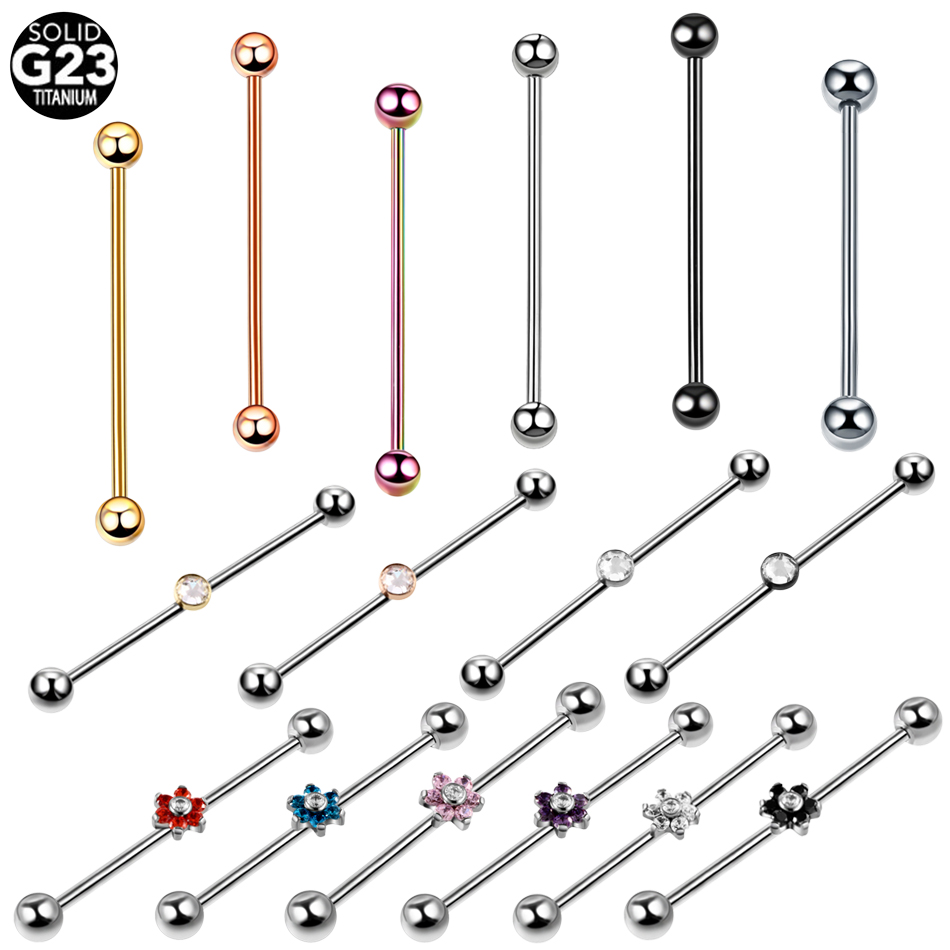 Industrial Barbell Long - 1 шт., титановые серьги для пирсинга,